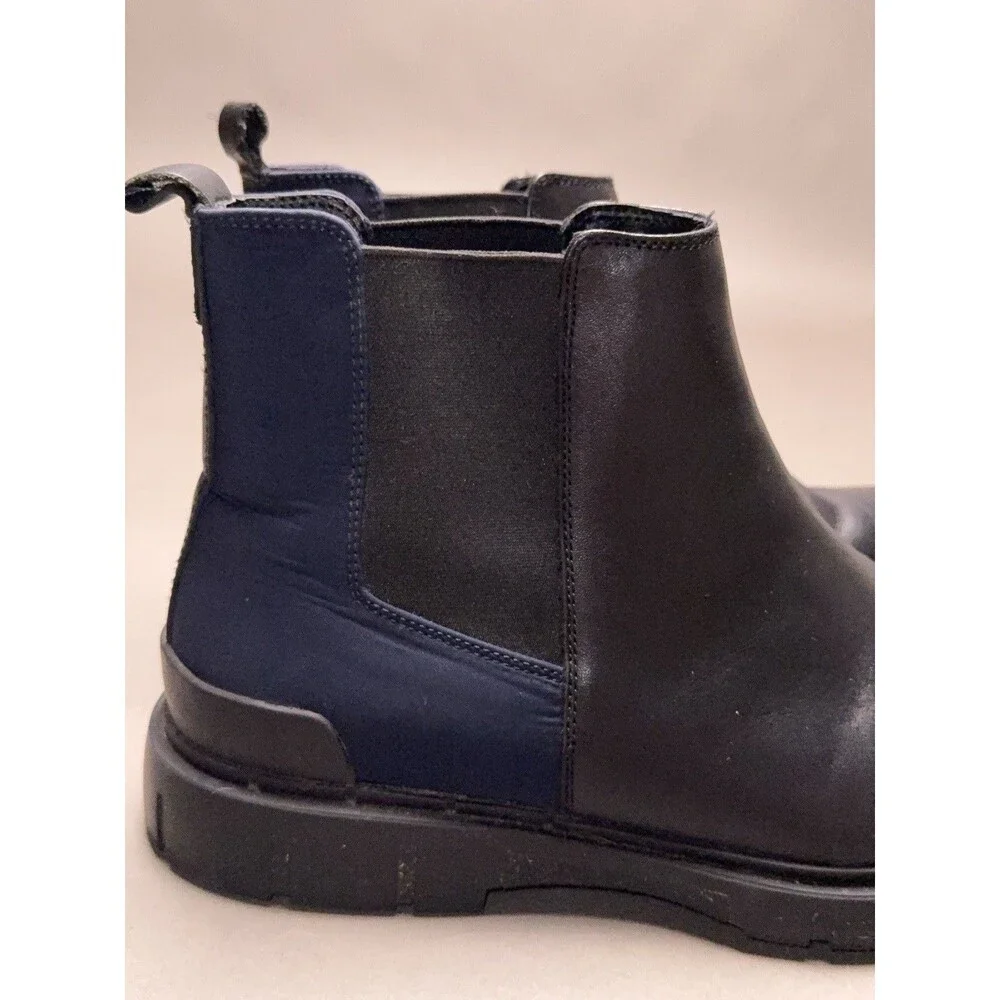 Calvin Klein CMMove Boots Mens Size 11 Black Blue Leather Chelsea Ankle Pull On